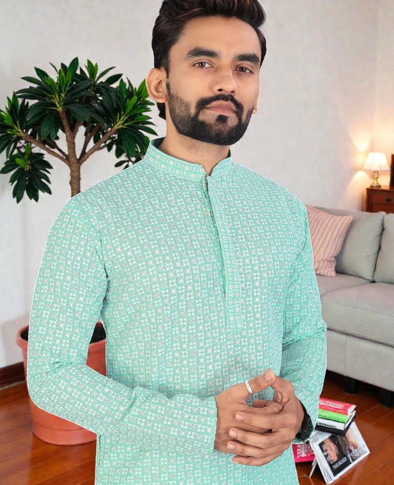 classic ethnic design men’s comfortable cotton kurta