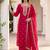 Pink vichitra silk embroidered straight kurta set with embroidered dupatta