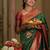 Green soft silk blend banarasi jacuard work designer party wear saree with unstitched blouse piece