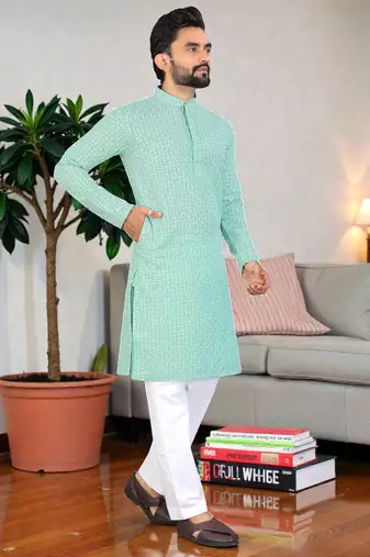 classic ethnic design men   s comfortable cotton kurta