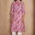 Light pink cotton blend printed kurta for women