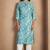 Blue cotton blend floral printed kurta for women