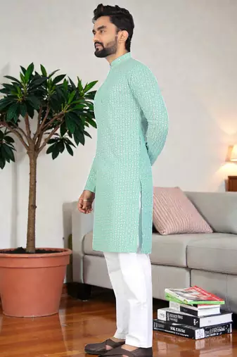 classic ethnic design men   s comfortable cotton kurta