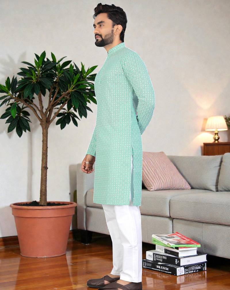classic ethnic design men’s comfortable cotton kurta