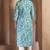 Blue cotton blend floral printed kurta for women