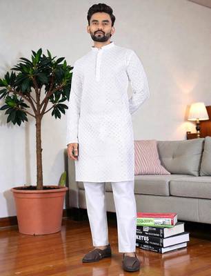 classic ethnic design men   s comfortable cotton kurta 1