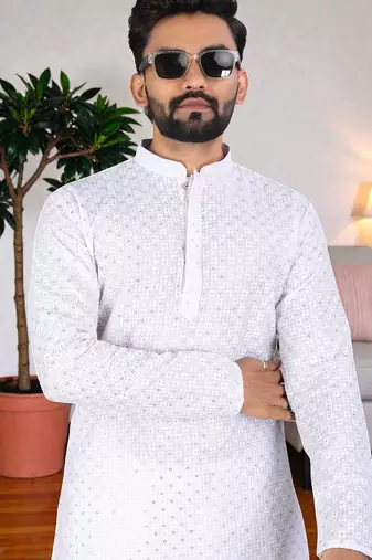classic ethnic design men   s comfortable cotton kurta