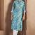Blue cotton blend floral printed kurta for women