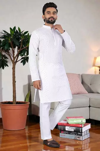classic ethnic design men   s comfortable cotton kurta
