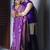 Purple soft silk blend banarasi jacuard work designer party wear saree with unstitched blouse piece