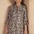 Brown cotton blend floral printed kurta for women