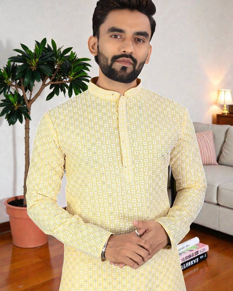 classic ethnic design men’s comfortable cotton kurta