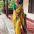 Yellow soft silk blend banarasi jacuard work designer party wear saree with unstitched blouse piece