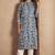 Turquoise cotton blend floral printed kurta for women