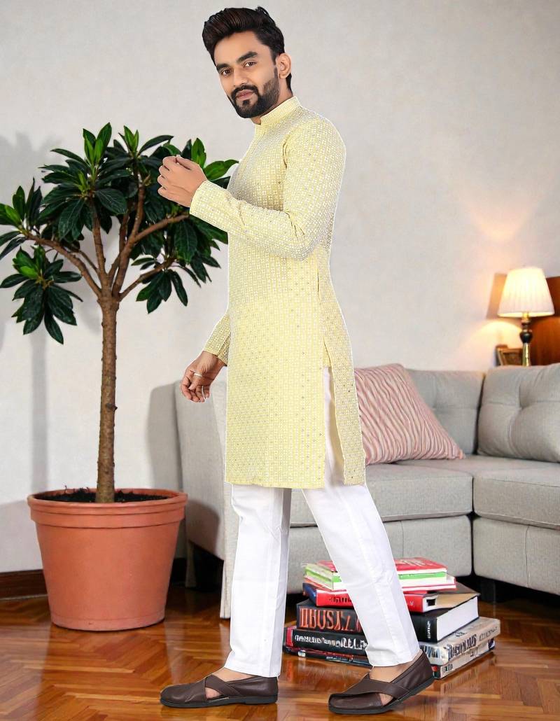 classic ethnic design men’s comfortable cotton kurta