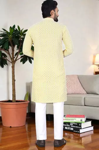 classic ethnic design men   s comfortable cotton kurta