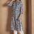 Turquoise cotton blend floral printed kurta for women