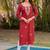 Red cotton blend chikankari embroidered kurta for women