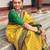 Yellow soft silk blend banarasi jacuard work designer party wear saree with unstitched blouse piece