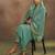 Pista chinnon embroidered kurta set with jacquard dupatta