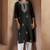 Black cotton blend chikankari embroidered kurta for women