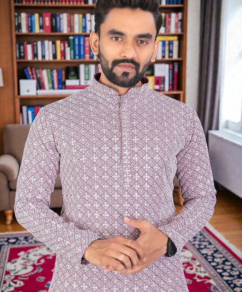 men’s traditional ethnic wear cotton kurta for festive & casual use