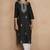 Black cotton blend chikankari embroidered kurta for women