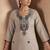 Light brown cotton blend chikankari embroidered kurta for women