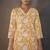 Yellow pure cotton floral printed kurta for women