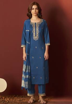 Rama chinnon embroidered kurta set with dupatta 1