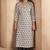 Cream & black pure cotton paisley printed kurta for women