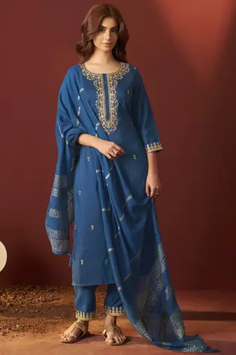 Rama chinnon embroidered kurta set with dupatta