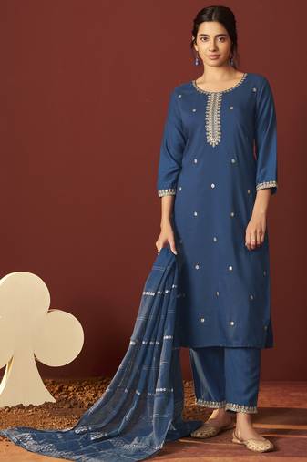 Rama chinnon embroidered kurta set with dupatta for women