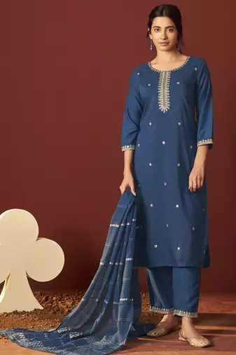 Rama chinnon embroidered kurta set with dupatta for women