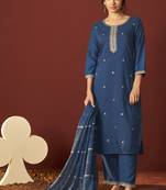 Rama chinnon embroidered kurta set with dupatta for women