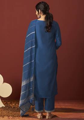 Rama chinnon embroidered kurta set with dupatta for women 2