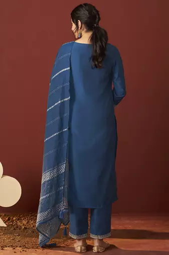 Rama chinnon embroidered kurta set with dupatta for women