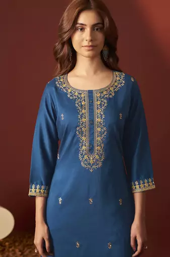 Rama chinnon embroidered kurta set with dupatta