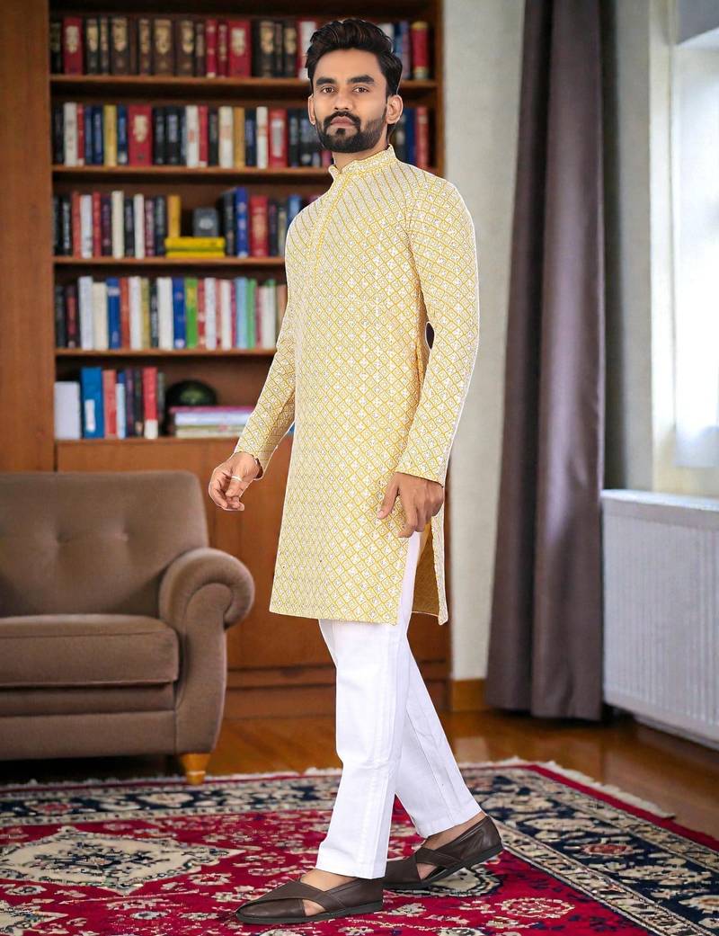 men’s traditional ethnic wear cotton kurta for festive & casual use