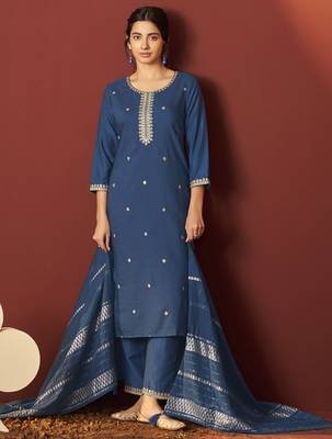 Rama chinnon embroidered kurta set with dupatta for women 3