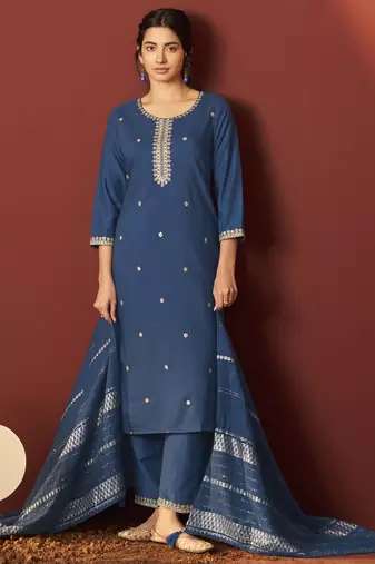 Rama chinnon embroidered kurta set with dupatta for women