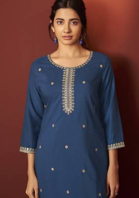 Rama chinnon embroidered kurta set with dupatta for women 4