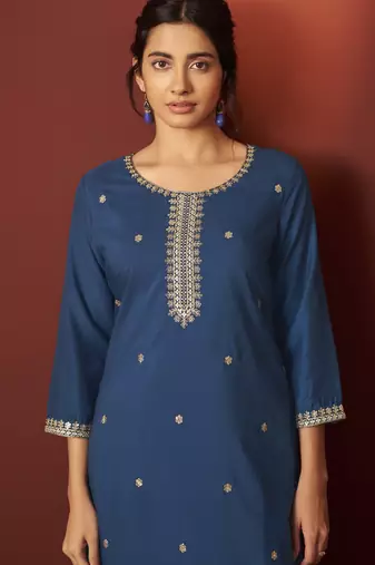 Rama chinnon embroidered kurta set with dupatta for women
