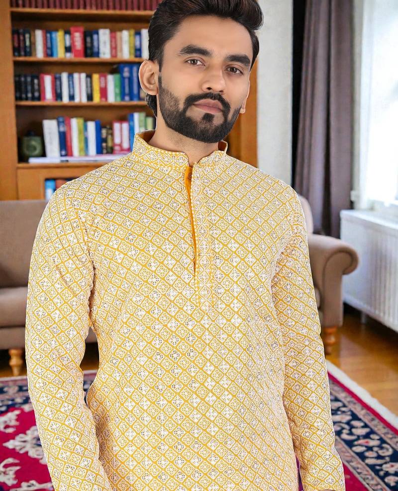 men’s traditional ethnic wear cotton kurta for festive & casual use