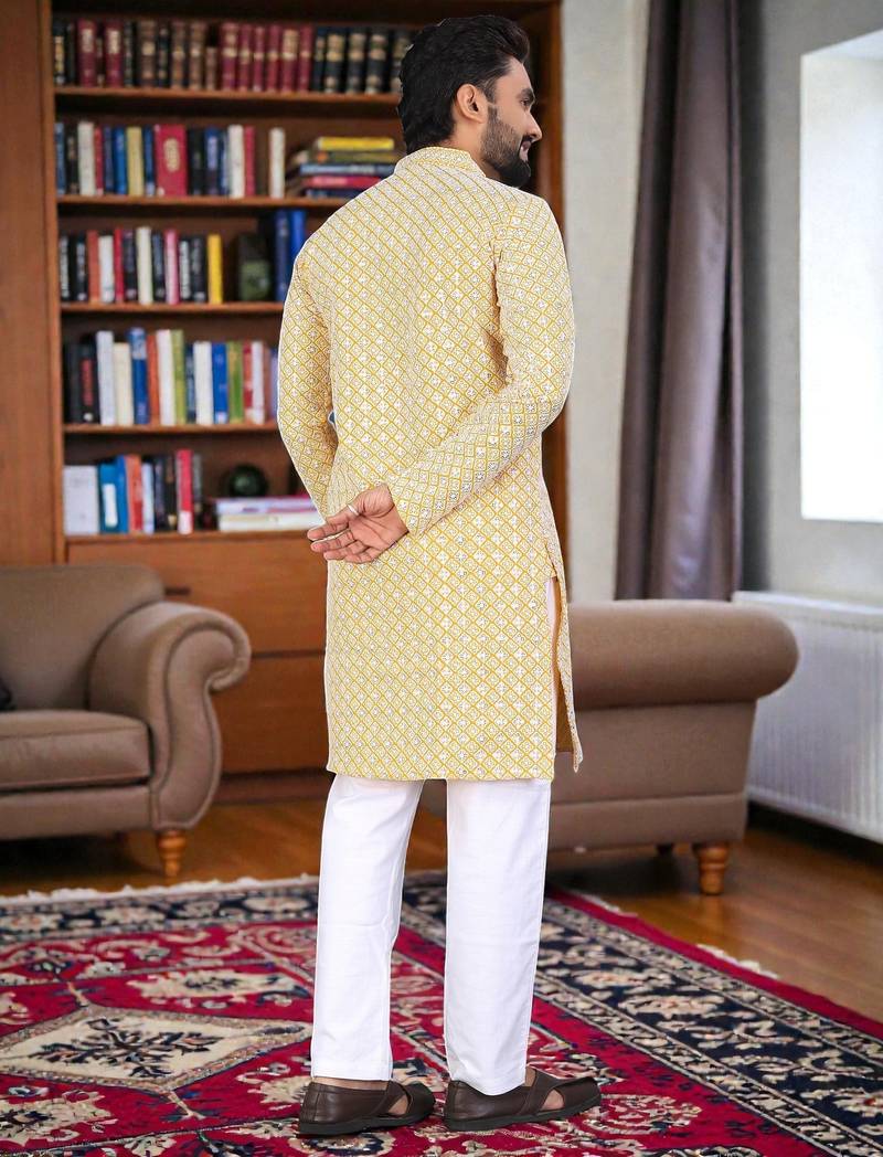 men’s traditional ethnic wear cotton kurta for festive & casual use