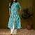 Women sky blue cotton ethnic motifs a-line kurta