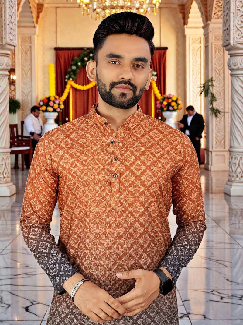 men’s traditional ethnic wear cotton kurta for festive & casual use