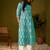 Women sky blue cotton ethnic motifs a-line kurta