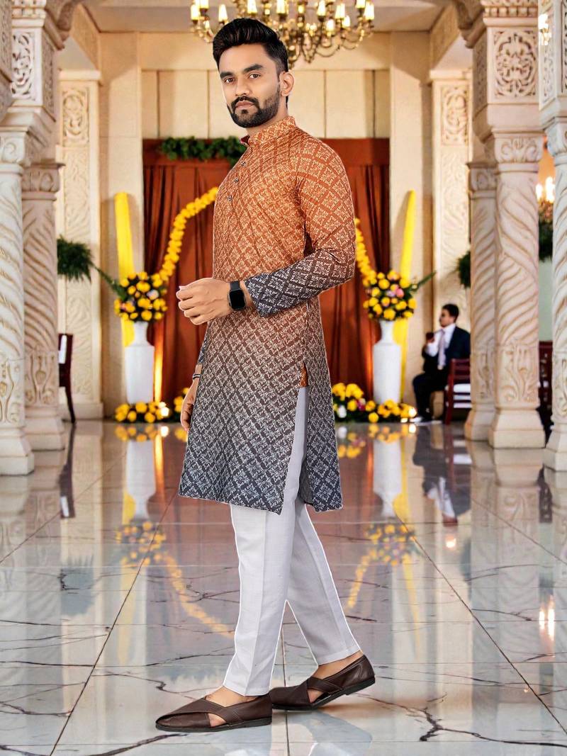 men’s traditional ethnic wear cotton kurta for festive & casual use