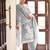 Grey ethnic motifs floral jacquard straight thread work kurta set